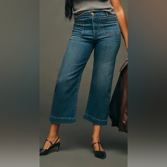 MAEVE Anthropologie "The Colette" Cropped Wide Leg Square Pocket Jeans Sz 28 GUC - Picture 1 of 14